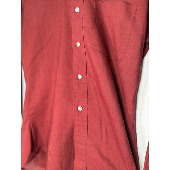 Vintage 1970s Sears Kings Road Button Down Dress Shirt Burgundy Mens M - Picture 2 of 8